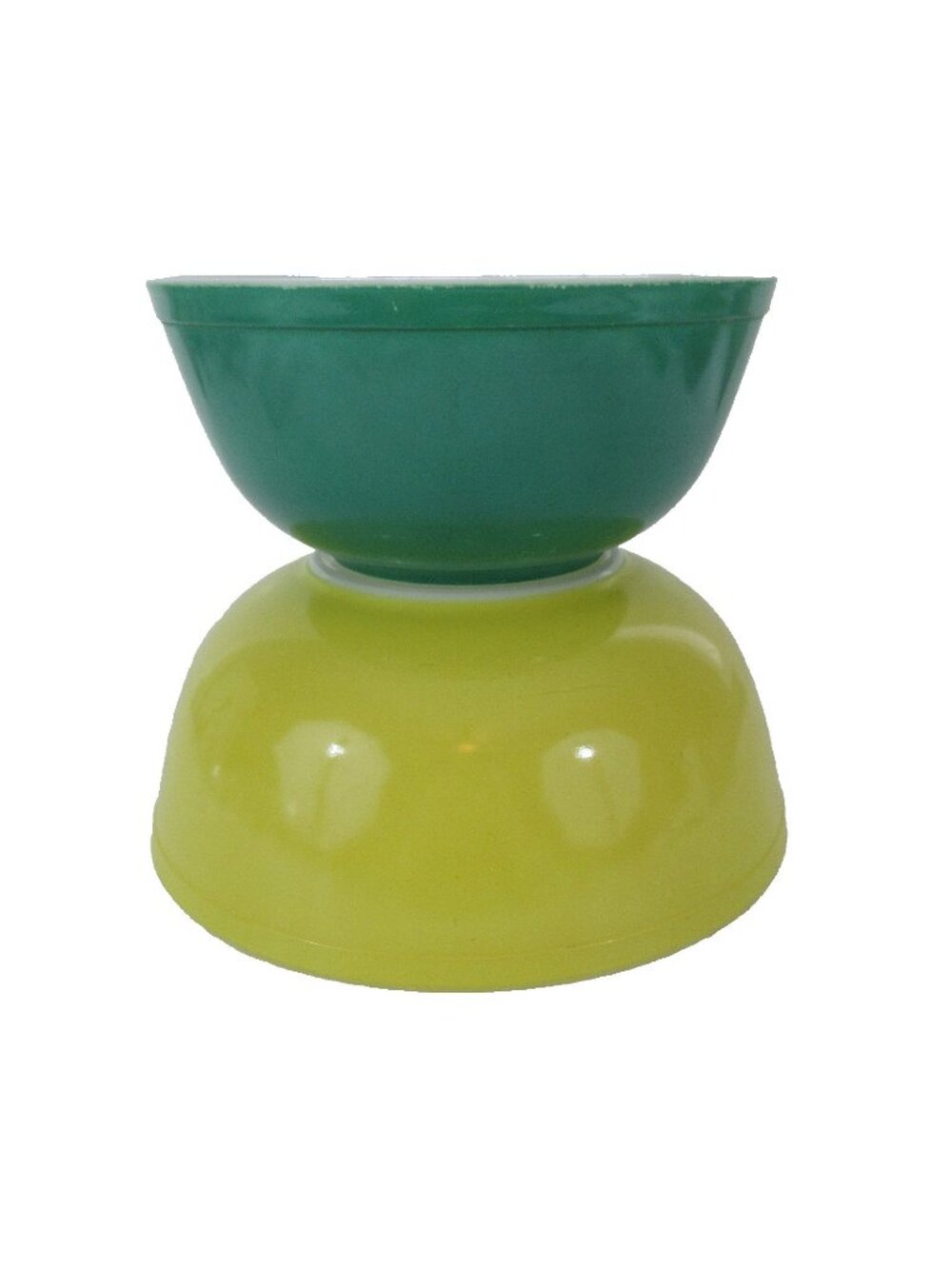 Pyrex Nesting Mixing Bowls Green #403 and Yellow #404 Vibrant Colors